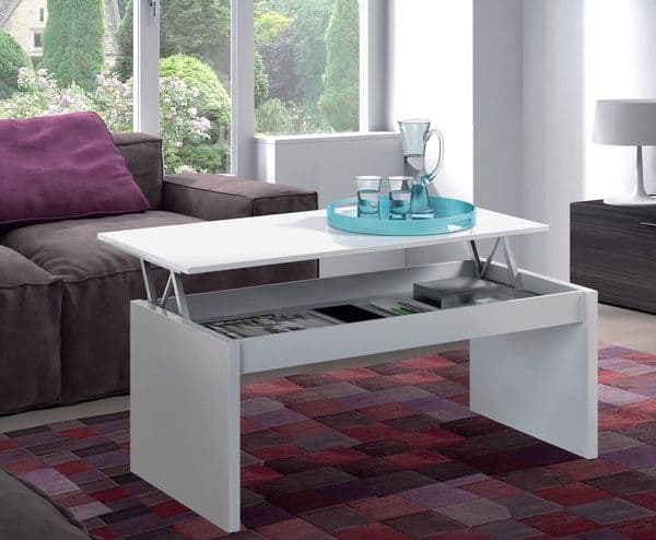 Harlow White Soft Gloss Coffee Table with Lift-up Storage - 001638BO