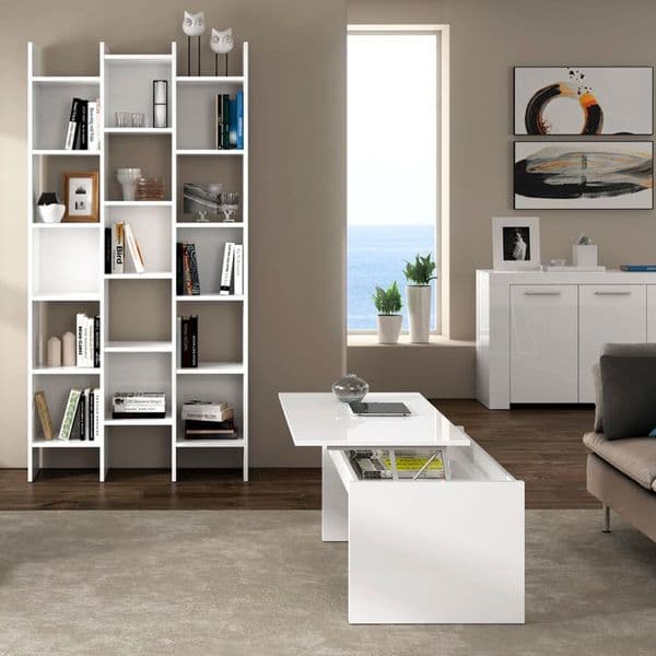 Harlow White Soft Gloss Coffee Table with Lift-up Storage - 001638BO