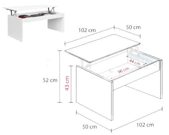Harlow White Soft Gloss Coffee Table with Lift-up Storage - 001638BO
