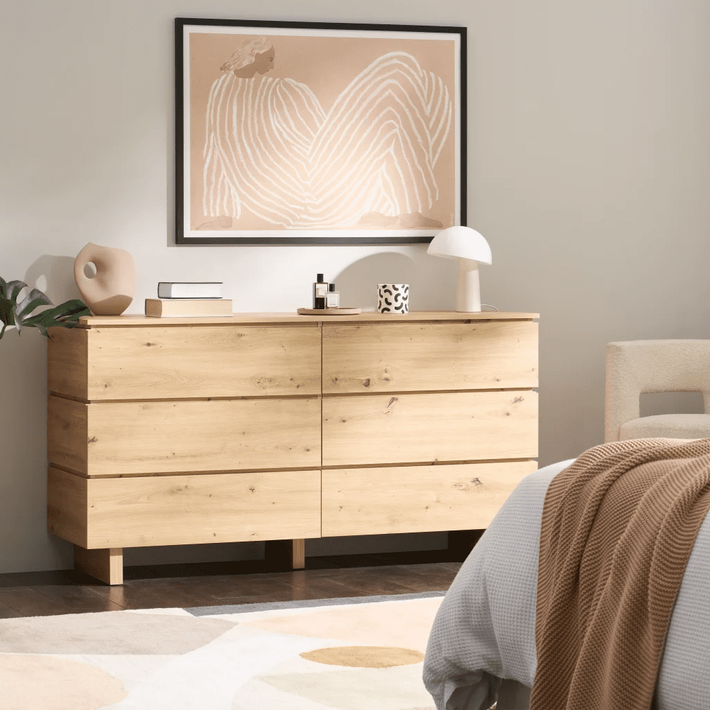 Mera 6 Draw Chest of Drawers in Warm Oak