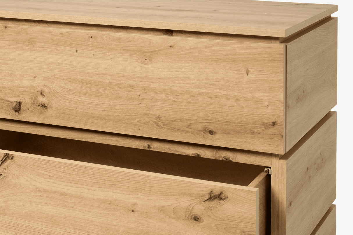 Mera 6 Draw Chest of Drawers in Warm Oak