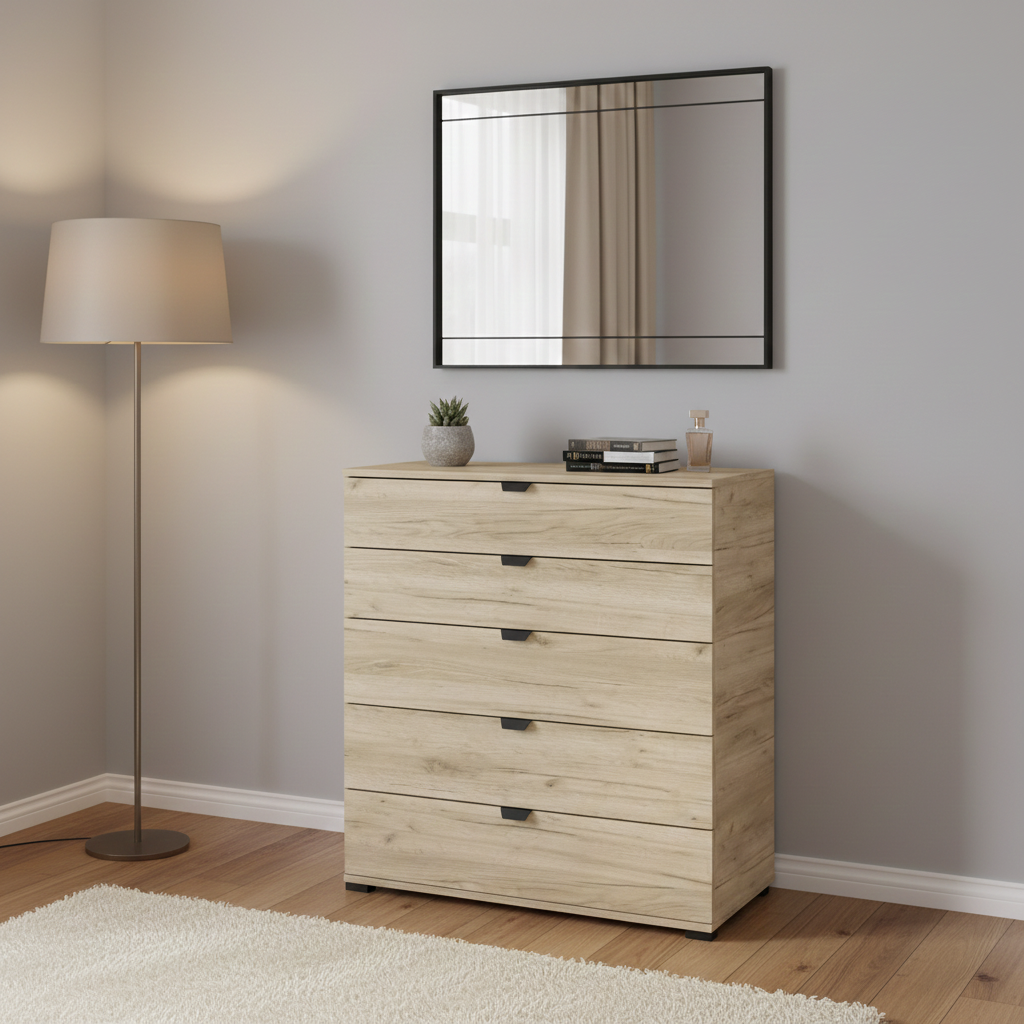 Nancy Oak Effect Wide 6 Drawer Chest - 11008295