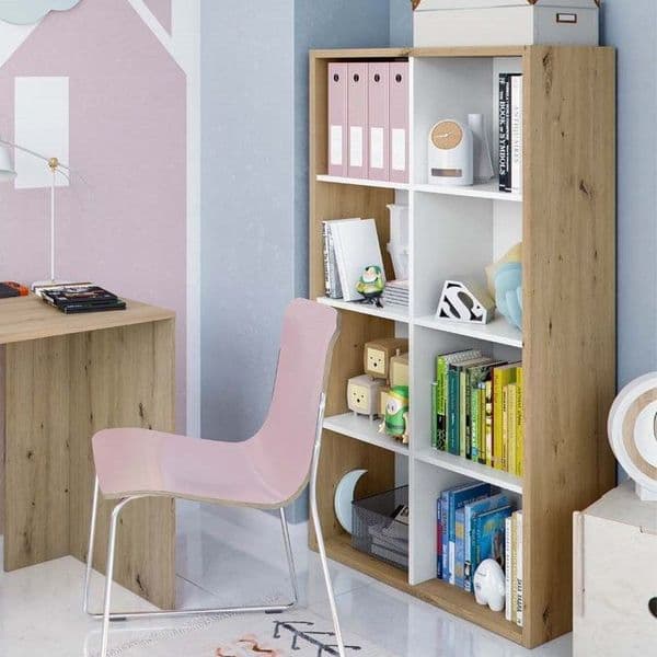 Lana Artic White and Oak Short Bookshelf Unit - 015419w