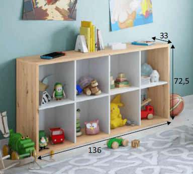 Lana Artic White and Oak Short Bookshelf Unit - 015419w