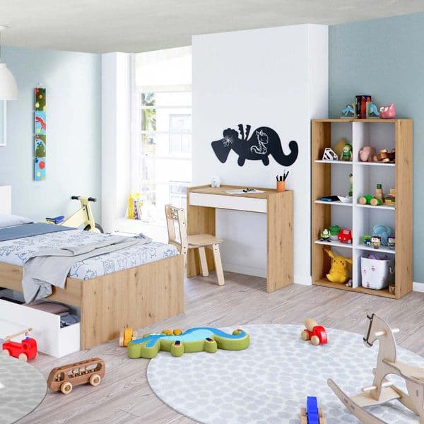 Lana Artic White and Oak Short Bookshelf Unit - 015419w