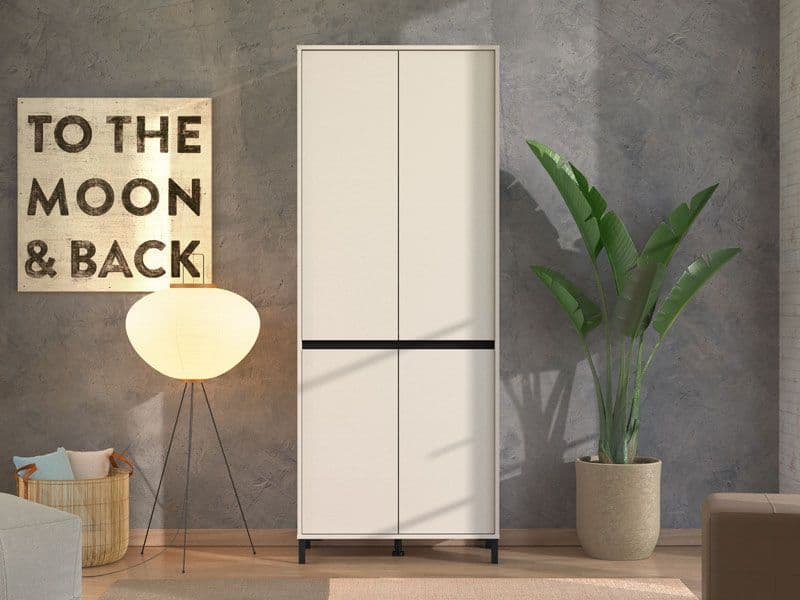 Flaneur Cashmere Taupe 4 Door 40 Pair Tall Large Shoe Cabinet Cupboard - 11014278