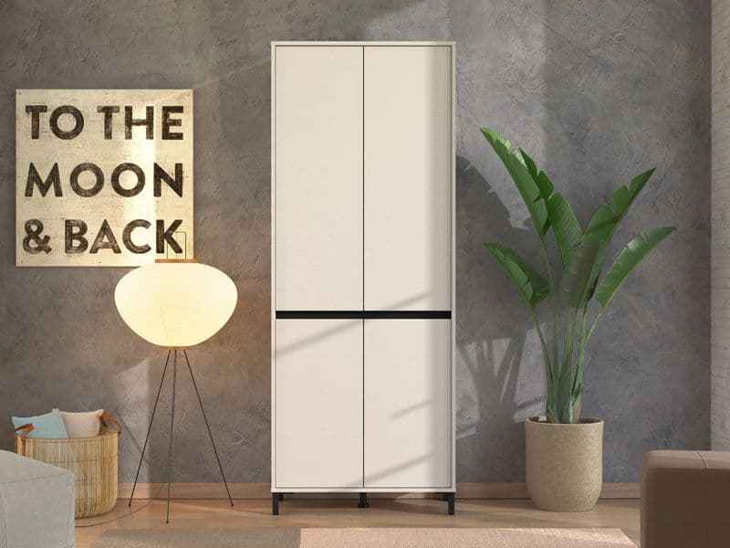 Flaneur Cashmere Taupe 4 Door 40 Pair Tall Large Shoe Cabinet Cupboard - 11014278