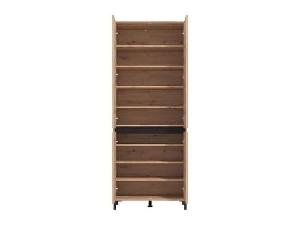 Flaneur Oak Effect Half Mirrored 40 Pair Tall Large Shoe Cabinet Cupboard - 11014079