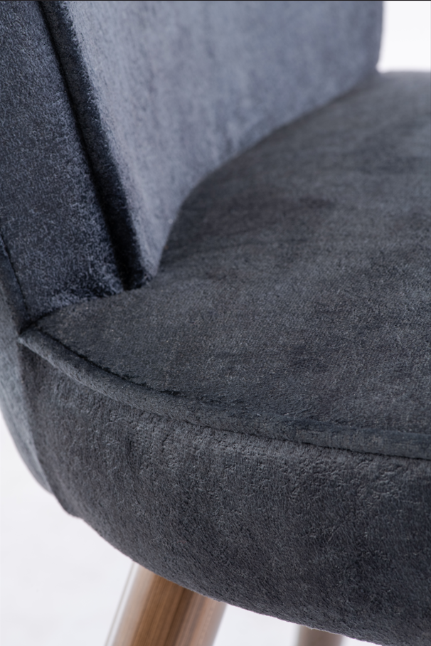 Flavio Set Of 2 Black Velvet Dining Chairs - Brass Leg