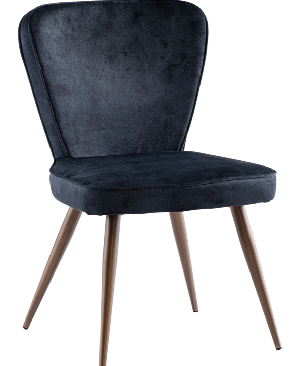 Flavio Set Of 2 Black Velvet Dining Chairs - Brass Leg