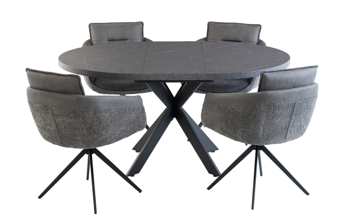 Gerana Round Extending Dining Table in Grey Marble
