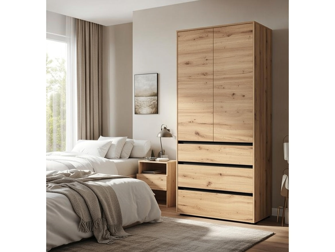 Bellington Artisan Oak Effect 2 Door 3 Drawer 93cm Wardrobe - 11014686 RZ