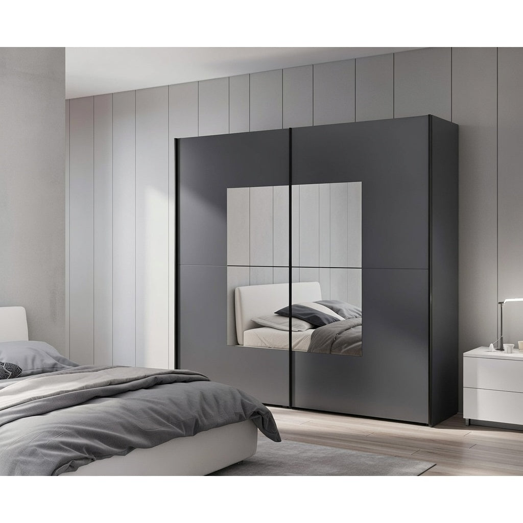 Florida Grey Large 219cm Mirrored Sliding Door Wardrobe - 8XGGA102