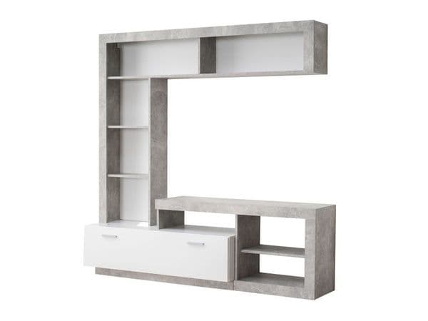 Kensington Concrete Grey Effect And White Entertaiment Unit Wall TV Cabinet - 11008763