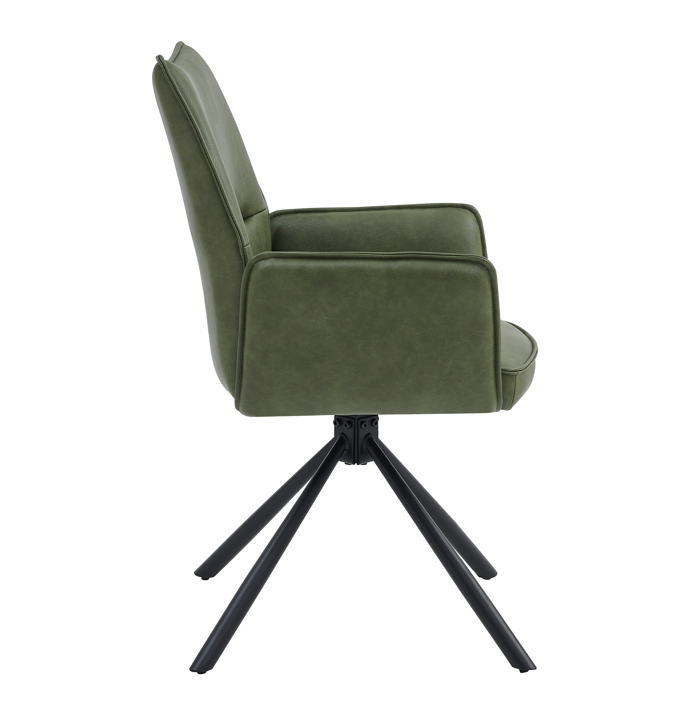 Meranda Dining Chair Set of 2 in Green Leather