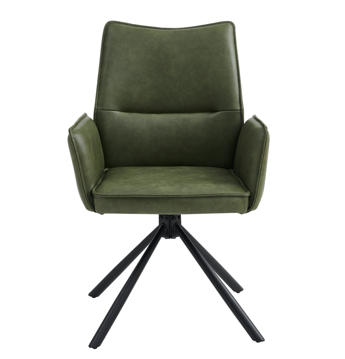 Meranda Dining Chair Set of 2 in Green Leather