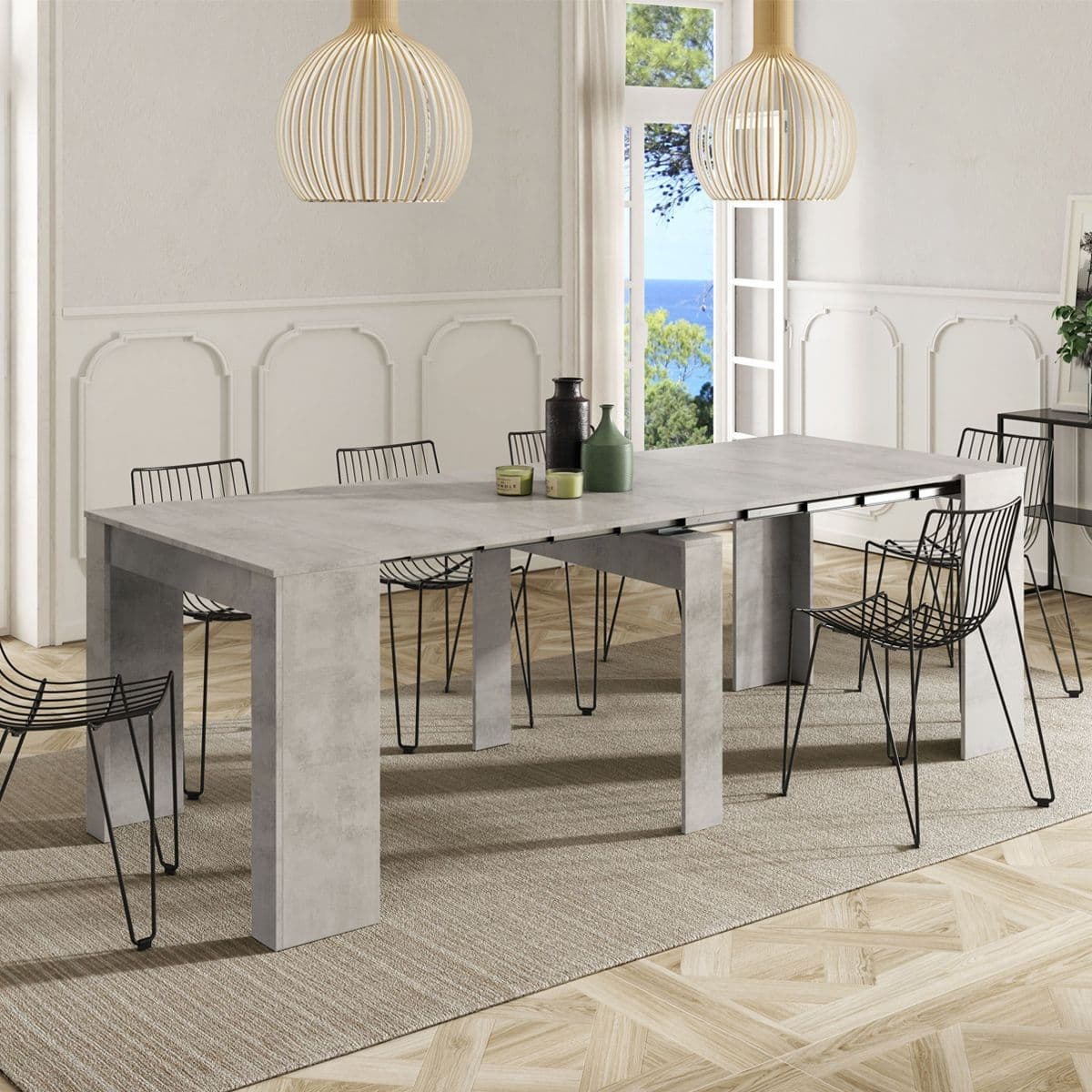 Grandeur Extending Dining Table in Ash Grey