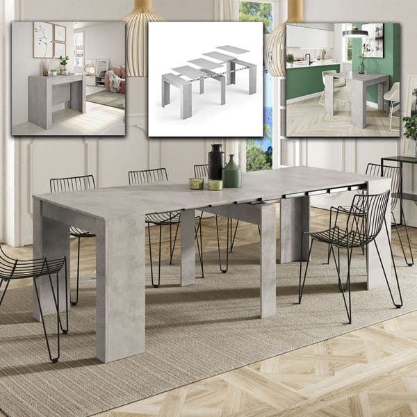 Grandeur Concrete Grey Effect Large Extending Dining Table - 004580L