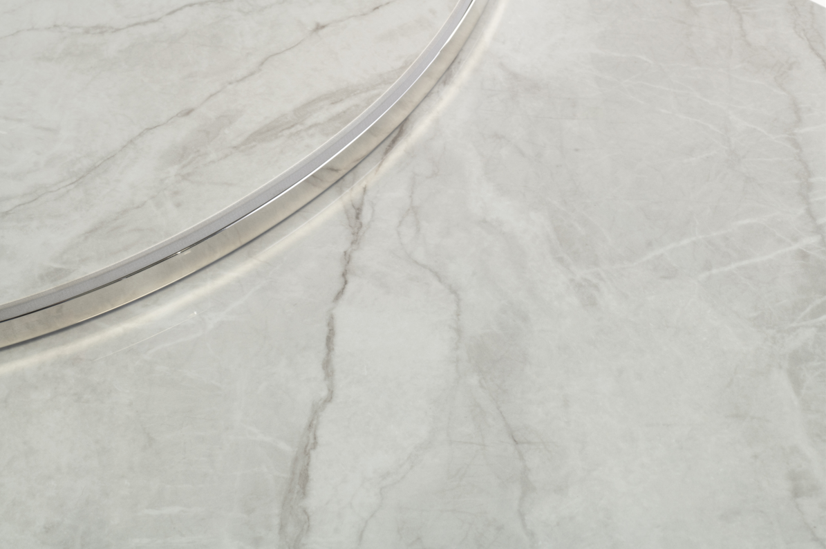 Handsome Round Coffee Table Set in Grey Marble