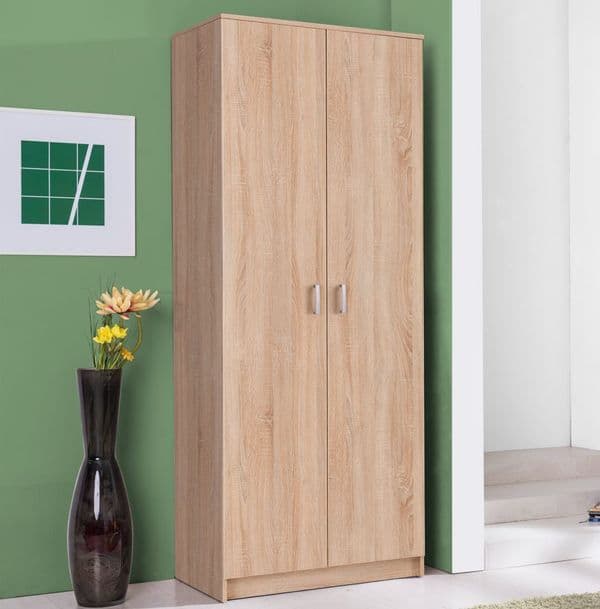 Leo Oak Effect 2 Door Wardrobe with Hanging Rail- 11008711