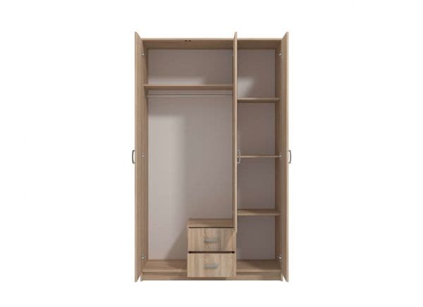 Leo Oak Effect 3 Door 2 Drawer Triple Wardrobe with Mirror - 11008709