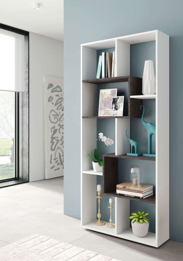 Alisa White and Dark Brown Open Back Bookcase- 0X2253A