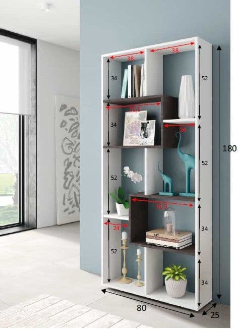 Alisa White and Dark Brown Open Back Bookcase- 0X2253A