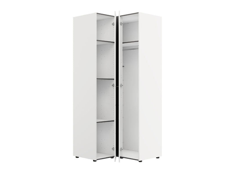 Nevaris White Narrow 2 Door Space-Saving Corner Wardrobe 11014892