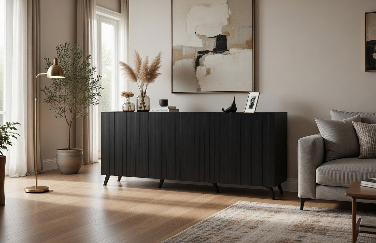 Nora Slatted Sideboard in Elegant Black