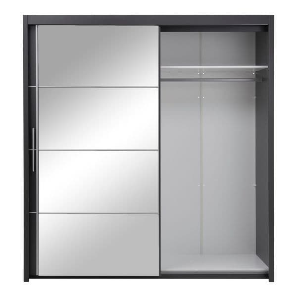 Inoxa Grey Large 200cm Mirrored Sliding Door Wardrobe - 8XLG4420