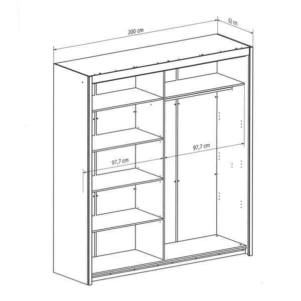 Inoxa White Large 200cm Mirrored Sliding Door Wardrobe - 8XRU4420