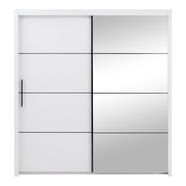 Inoxa White Large 200cm Mirrored Sliding Door Wardrobe - 8XRU4420