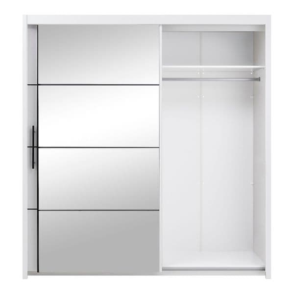 Inoxa White Large 200cm Mirrored Sliding Door Wardrobe - 8XRU4420