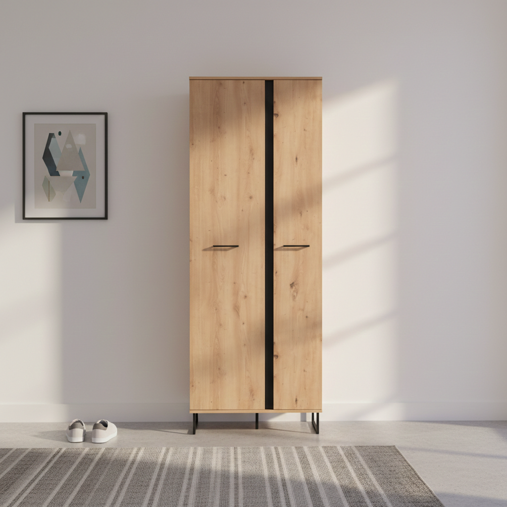 Elliot Artisan Oak Tall Shallow Narrow Slim Wardrobe - 11008256