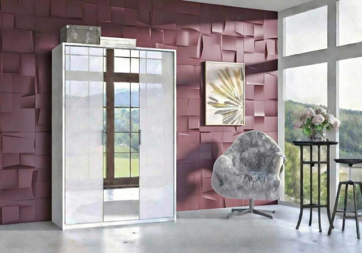 Guerlain 3 Door White High Gloss Mirrored Wardrobe P4RXPL03