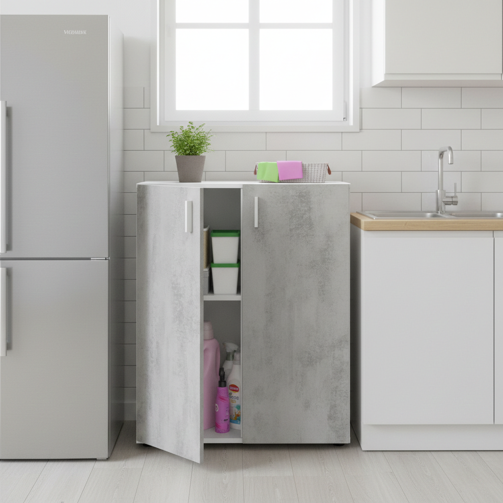 Freno 2 Door Grey & White Storage Cupboard- 0L5159A