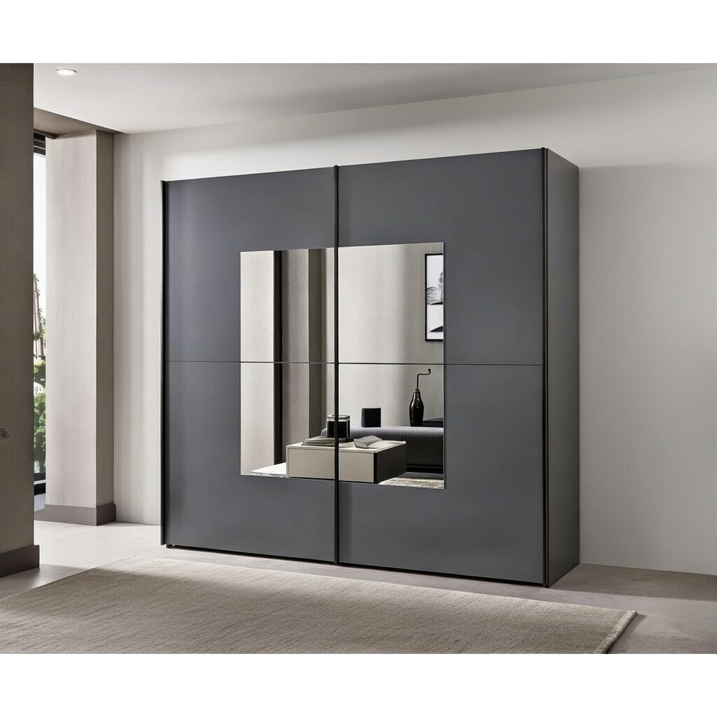 Florida Grey Large 219cm Mirrored Sliding Door Wardrobe - 8XGGA102