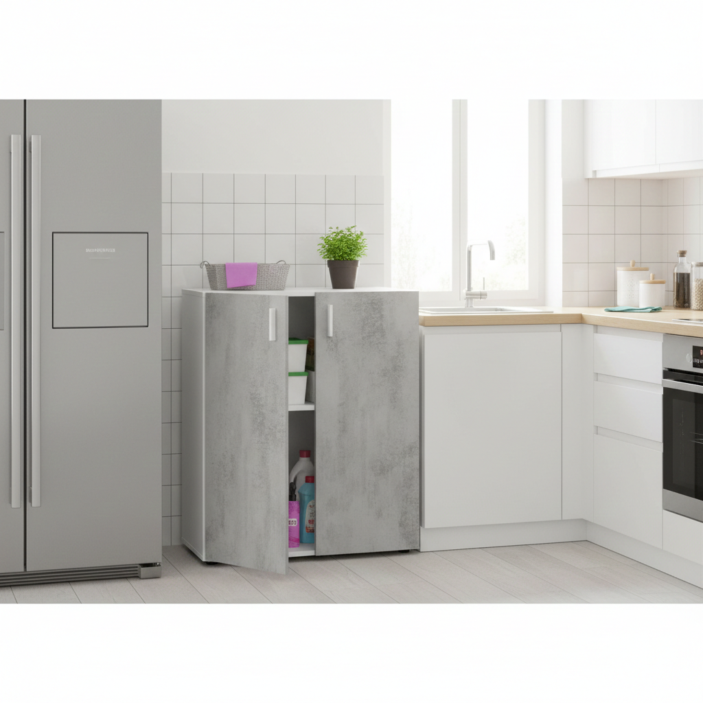 Freno 2 Door Grey & White Storage Cupboard- 0L5159A