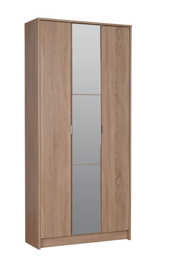 Santorini Oak Slim 3 Door Shallow Depth Wardrobe for Small Spaces- 11008731