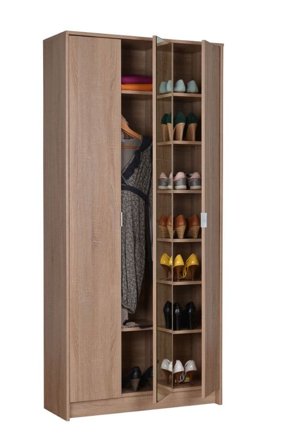 Santorini Oak Slim 3 Door Shallow Depth Wardrobe for Small Spaces- 11008731