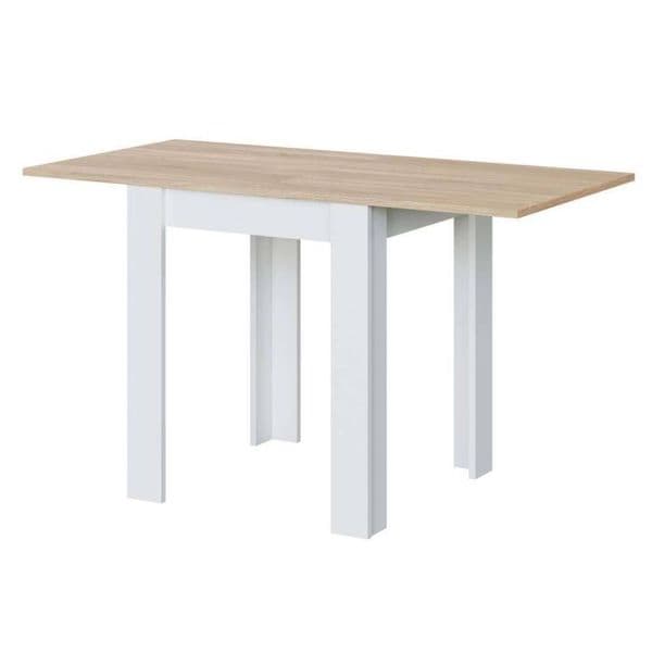 Grandeur White And Light Oak Effect Small Extending Dining Table- 0F4589A
