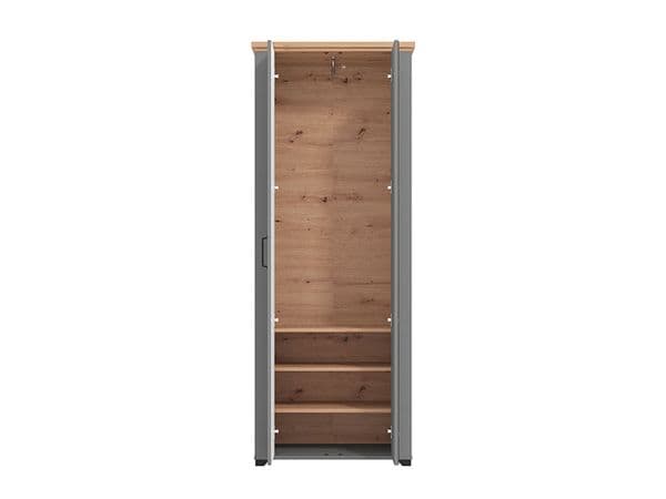 Madrid Grey And Artisan Oak Slim Narrow Shallow Depth Mirrored Wardrobe - 11011371