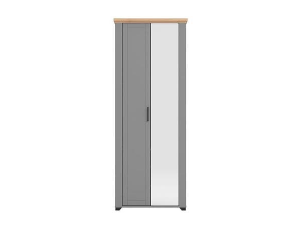 Madrid Grey And Artisan Oak Slim Narrow Shallow Depth Mirrored Wardrobe - 11011371