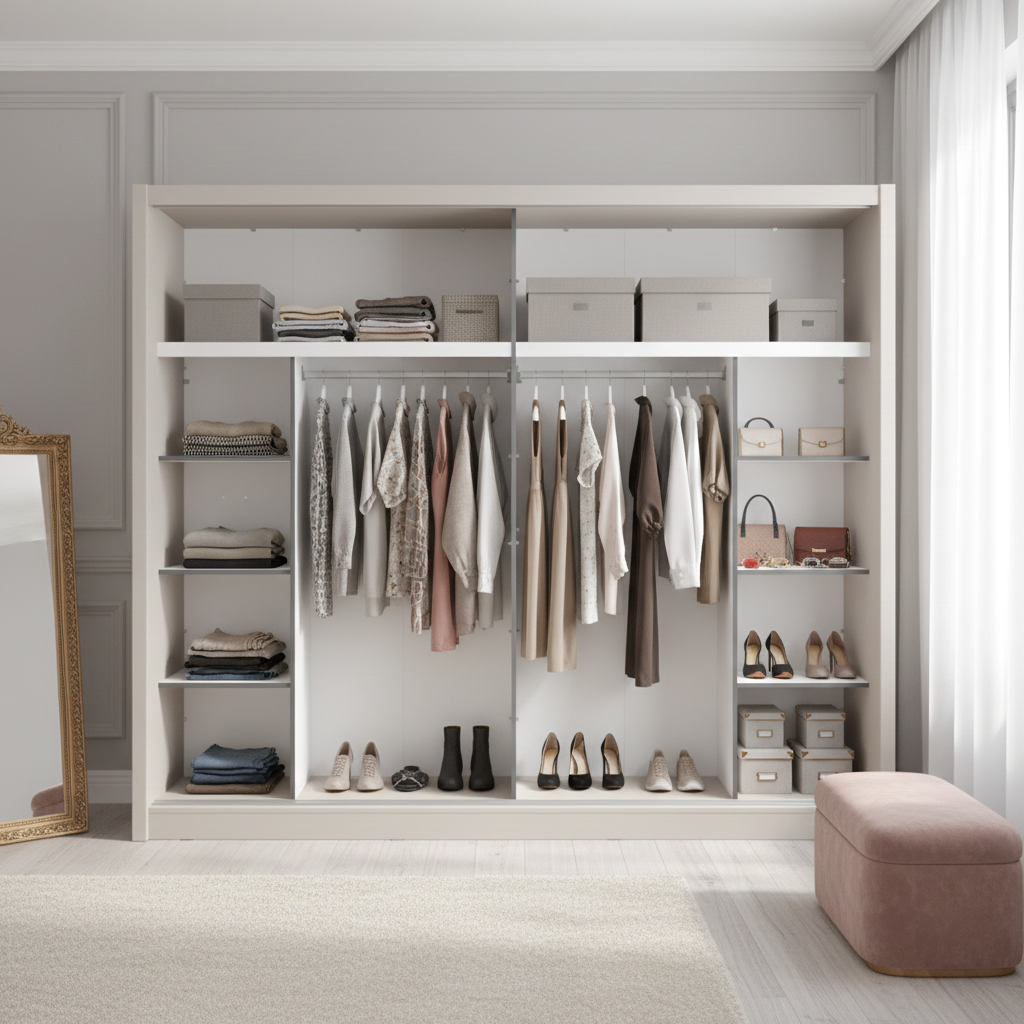 Alba Cashmere Taupe 251cm Extra Large Mirrored Sliding Door Wardrobe 11013762