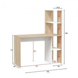 Kazia Artic White and Oak Modern Office Storage Desk with Bookcase Stand - 0F8318A