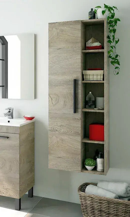 Sidi Oak Effect Bathroom Vanity Storage Wall Hung Cupboard Cabinet -305471C