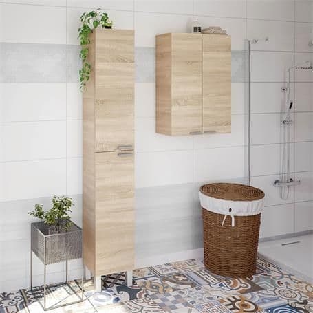 Sidi Oak Effect Tall Narrow 2 Door Bathroom Cupboard -305260x