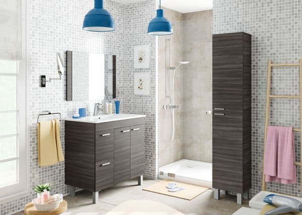 Sidi Oak Grey Tall Bathroom Cupboard- 305260G