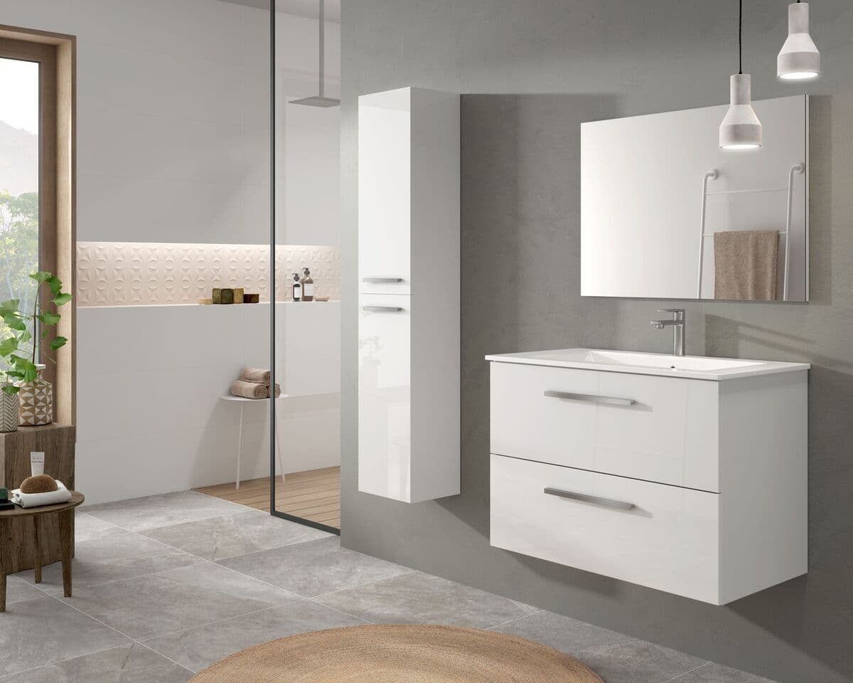 Vision Floating Bathroom Cupboard in Glossed White