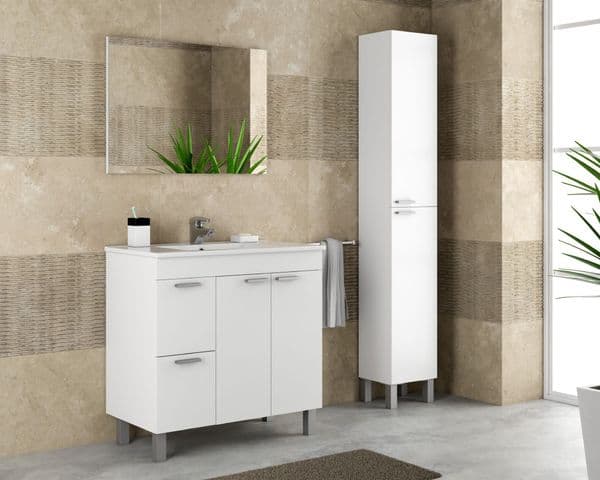 Sidi White Gloss Tall 30 x 182cm Free Standing Bathroom Cabinet- 305260BO